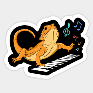 Bearded Dragon Music Piano Player Musician Sticker